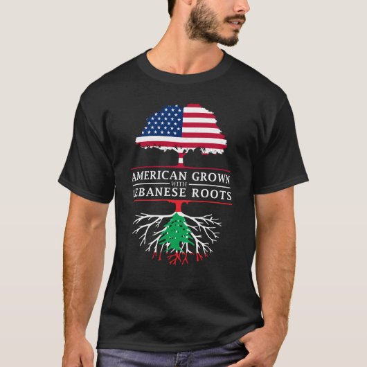 T-shirt L'Américain développé avec le Libanais enracine (Devant)
