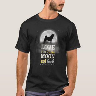 T-shirt L'Amour Américain Akita À La Lune