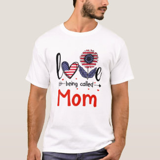T-shirt L'Amour Appelé Maman Drapeau Américain Patriotique