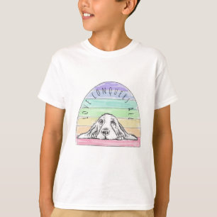 T-shirt l'amour conquiert tout chien arc-en-ciel basset ho