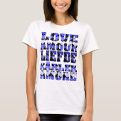 T-shirt L'amour dans plusieurs langues Coeurs Bleus (Devant)
