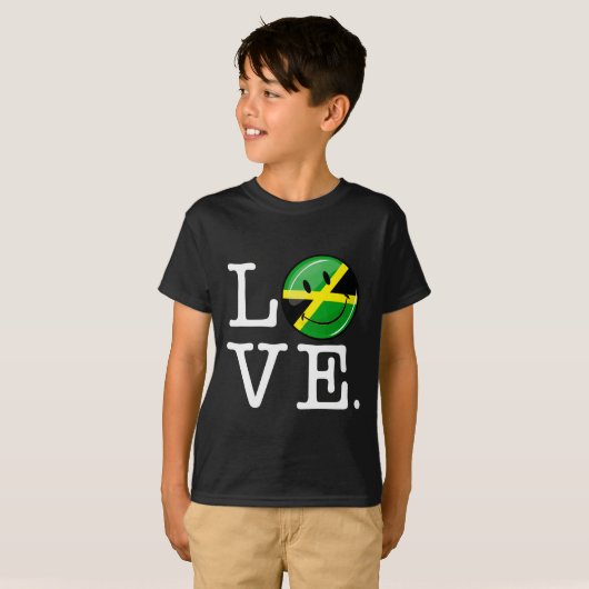 T-shirt L'amour du drapeau souriant jamaïcain (Devant entier)