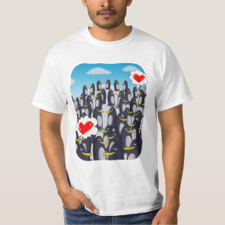 T-shirt L'amour du pingouin pour les Valentines. Drôle cad
