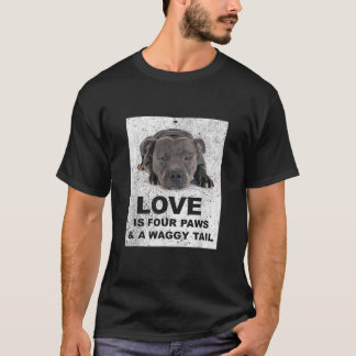T-shirt L'amour est 4 pattes queue qui remue Blue Stafford