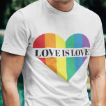 T-shirt L'amour est amour coeur arc-en-ciel LGBTQ fierté T<br><div class="desc">Un t-shirt coloré avec un grand coeur aux couleurs du drapeau arc-en-ciel LGBTQ,  avec la légende personnalisable "L'amour est amour" dans une police noire tout casquette. Portez ce T-shirt de sensibilisation gay pride pour montrer au monde que vous êtes un fier membre de la communauté LGBTQ.</div>