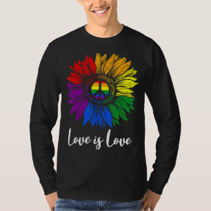 T-shirt L'Amour Est Amour Paix Tournesol Lgbt Pride Gay Le