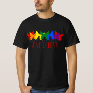 T-shirt L'amour est amour Papillon arc-en-ciel Noir