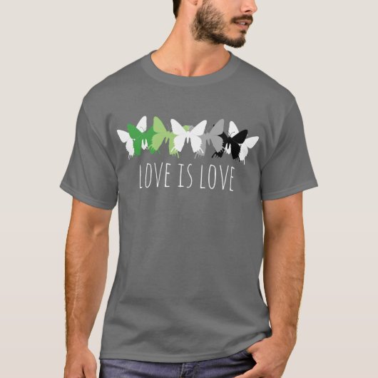 T-shirt L'amour est amour papillon Aromantique (Devant)