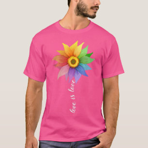 T-shirt L'amour est amour Sunflower Daisy LGBT Pride Rainb