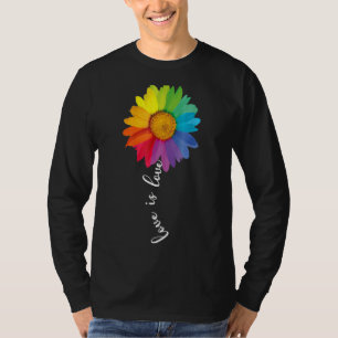 T-shirt L'Amour Est Amoureux Rainbow Daisy Flower Lgbt Gay