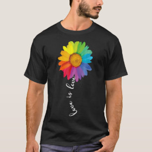 T-shirt L'Amour Est Amoureux Rainbow Daisy Flower Lgbt Gay
