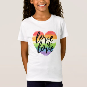 T-Shirt L'amour est l'amour Coeur d'aquarelle arc-en-ciel