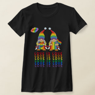 T-shirt L'amour est l'amour - Lesbiennes Gnomes Couple T-S