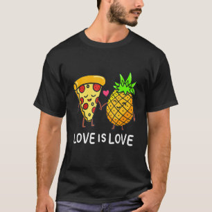 T-shirt L'amour est l'amour Pizza à l'ananas Foodie Couple