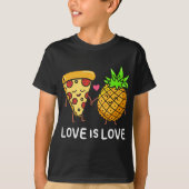 T-shirt L'Amour Est L'Amour Pizza Ananas Interdit Hawaiian (Devant)