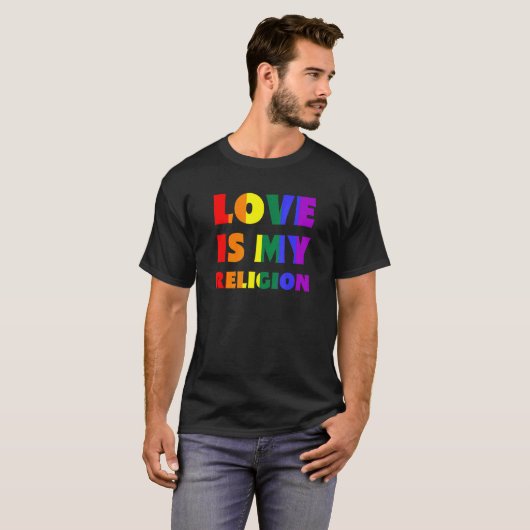 T-shirt L'Amour Est Ma Religion Lgbtqia+ Arc-En-Ciel Gay P (Devant entier)
