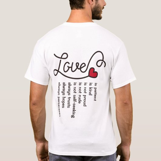 T-shirt L'amour est monogramme rouge de coeur de (Dos)