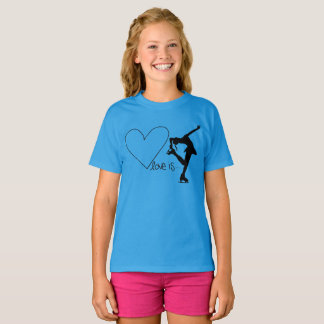 T-shirt L'amour est patinage artistique, avec le coeur -