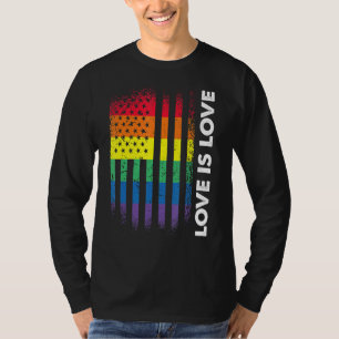 T-shirt L'Amour Est Un Drapeau Américain Rainbow Gay Lgbtq