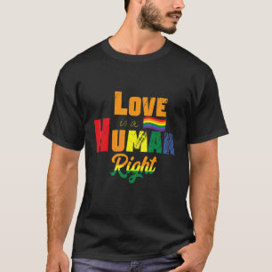 T-shirt L'Amour Est Un Droit Humain Rainbow Heart Drapeau