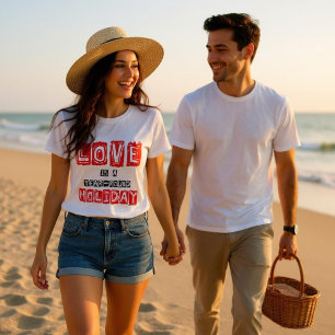 T-shirt L'Amour Est Une Citation De Typographie Rouge Noir