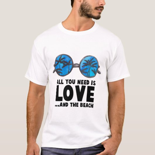 T-shirt L'amour et la typographie de la plage (Devant)