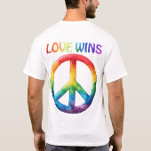 T-shirt L'amour gagne Rainbow Peace Sign (Dos)