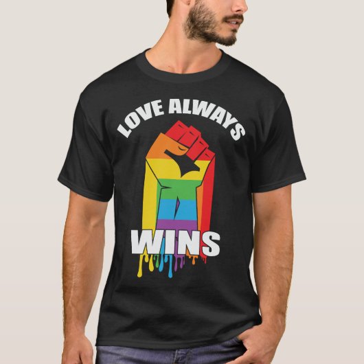 T-shirt L'amour gagne toujours Gay LGBT (Devant)