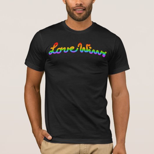 T-shirt L'amour gagne un script simple Gay pride arc-en-ci (Devant)