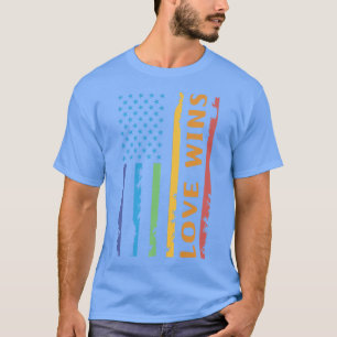 T-shirt L'amour gagne USA Flag Rainbow LGBT Gay pride lgbt