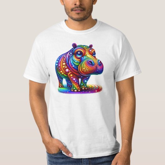 T-shirt L'amour hippo aux couleurs arc-en-ciel : pour les (Devant)