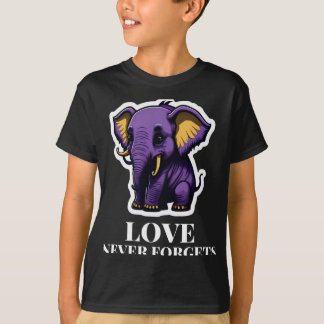 T-shirt L'amour n'oublie jamais l'éléphant pour les filles
