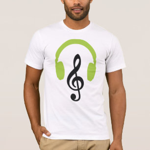 T-shirt L'amour vert TC5 DJ de note de musique d'écouteurs