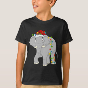 T-shirt L'Amoureux des animaux éléphant Xmas Santa Hat Ele