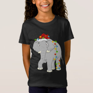 T-Shirt L'Amoureux des animaux éléphant Xmas Santa Hat Ele