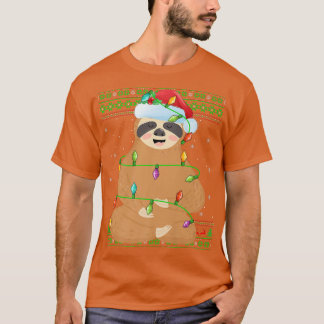 T-shirt L'Amoureux des animaux Sloth Xmas Lights Père Noël