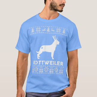 T-shirt L'Amoureux des chiens Rottweiler Xmas Reindeer Noë