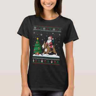 T-shirt Lampe de Noël moche Père Noël Riding Bull Terri