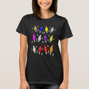 T-shirt Lampes d'arbre de Noël mignonnes ampoules multicol