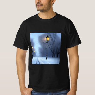 T-shirt Lampes De Rue Fluant En Hiver Pays Des Merveilles