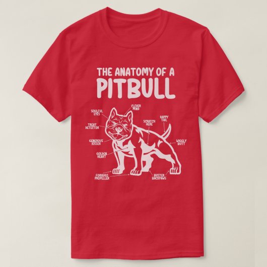 T-shirt L'anatomie d'un Amoureux des chiens Pitbull, drôle (Design devant)