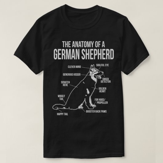 T-shirt L'Anatomie D'Un Chien Allemand Shepard Race Premiu (Design devant)