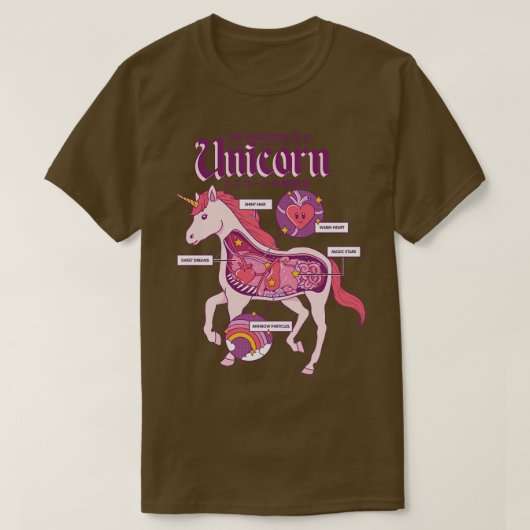 T-shirt L'anatomie d'une licorne (Design devant)