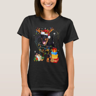 T-shirt Lancashire Heeler Reindeer Père Noël Christmas Chi