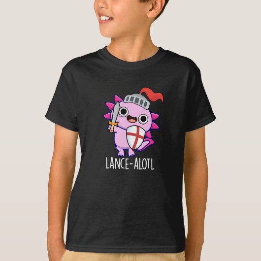 T-shirt Lance-a-lotl Funny Axolotl Knight Pun Dark BG (Devant)