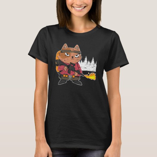 T-shirt Lance-flammes Chat Brûlant Chaud (Devant)