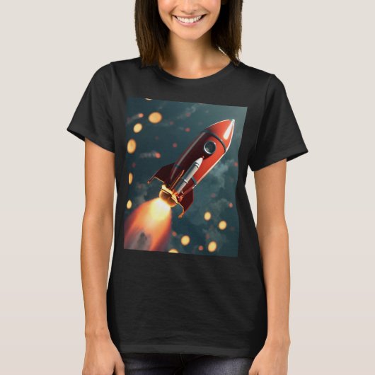 T-shirt Lancement Animé de fusée montrant une surcharge (Devant)
