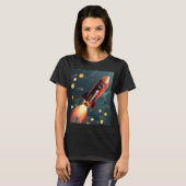 T-shirt Lancement Animé de fusée montrant une surcharge (Devant entier)