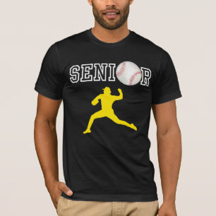 T-shirt Lanceur de baseball senior Joueur Silhouette Jaune