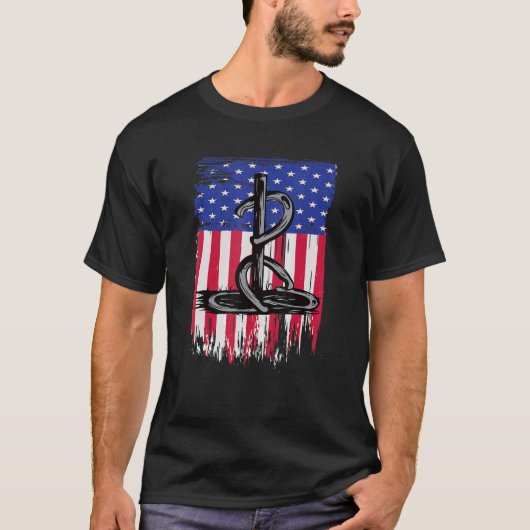 T-shirt Lanceur de fer à cheval Drapeau américain (Devant)